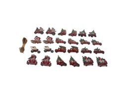 Laxiscreed Conjunto De Decoração De Natal Em Madeira Com Caminhão Vermelho E Ornamentos Para Árvore