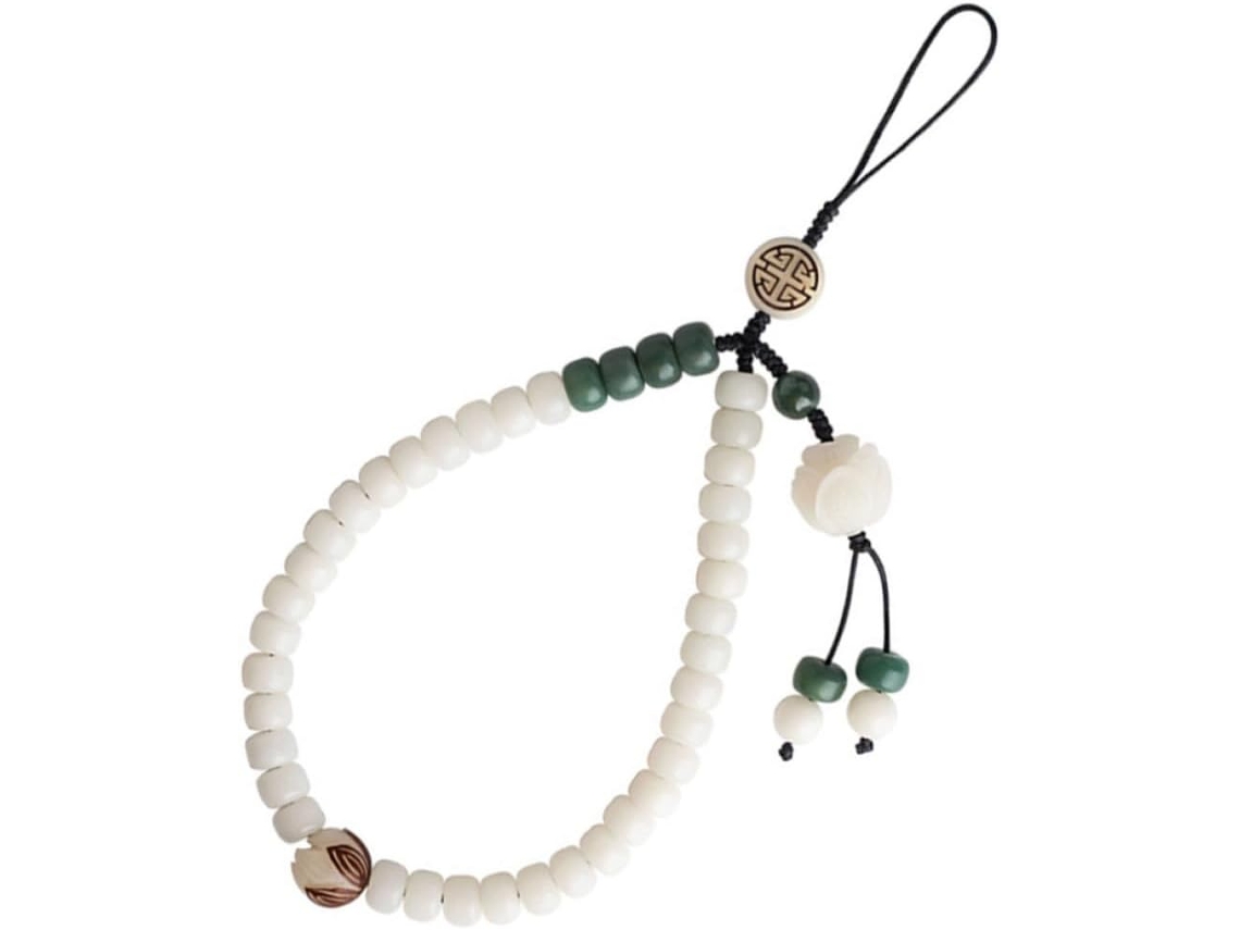 Pingente De Celular Com Alça E Pingente De Jade Branca Em Estilo Chinês.