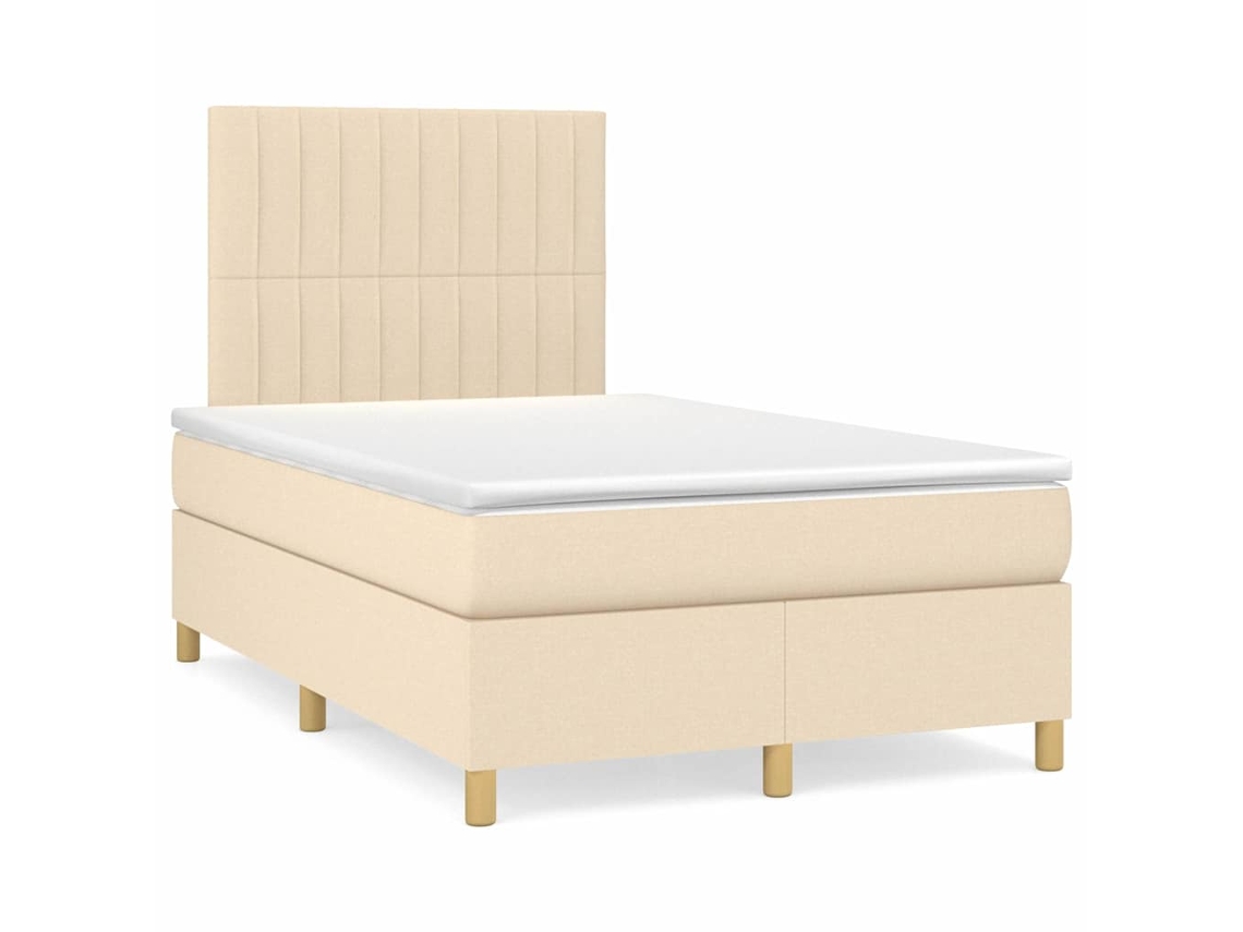 Vidaxl Cama Boxspring Com Colchão 120x190 Cm Tecido Cor Creme