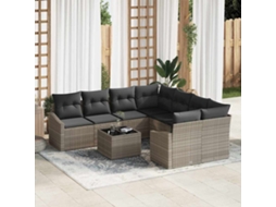 Vidaxl Conjunto De Sofás 9 Unid. Cinza Claro E Cinza Escuro Vime Pe