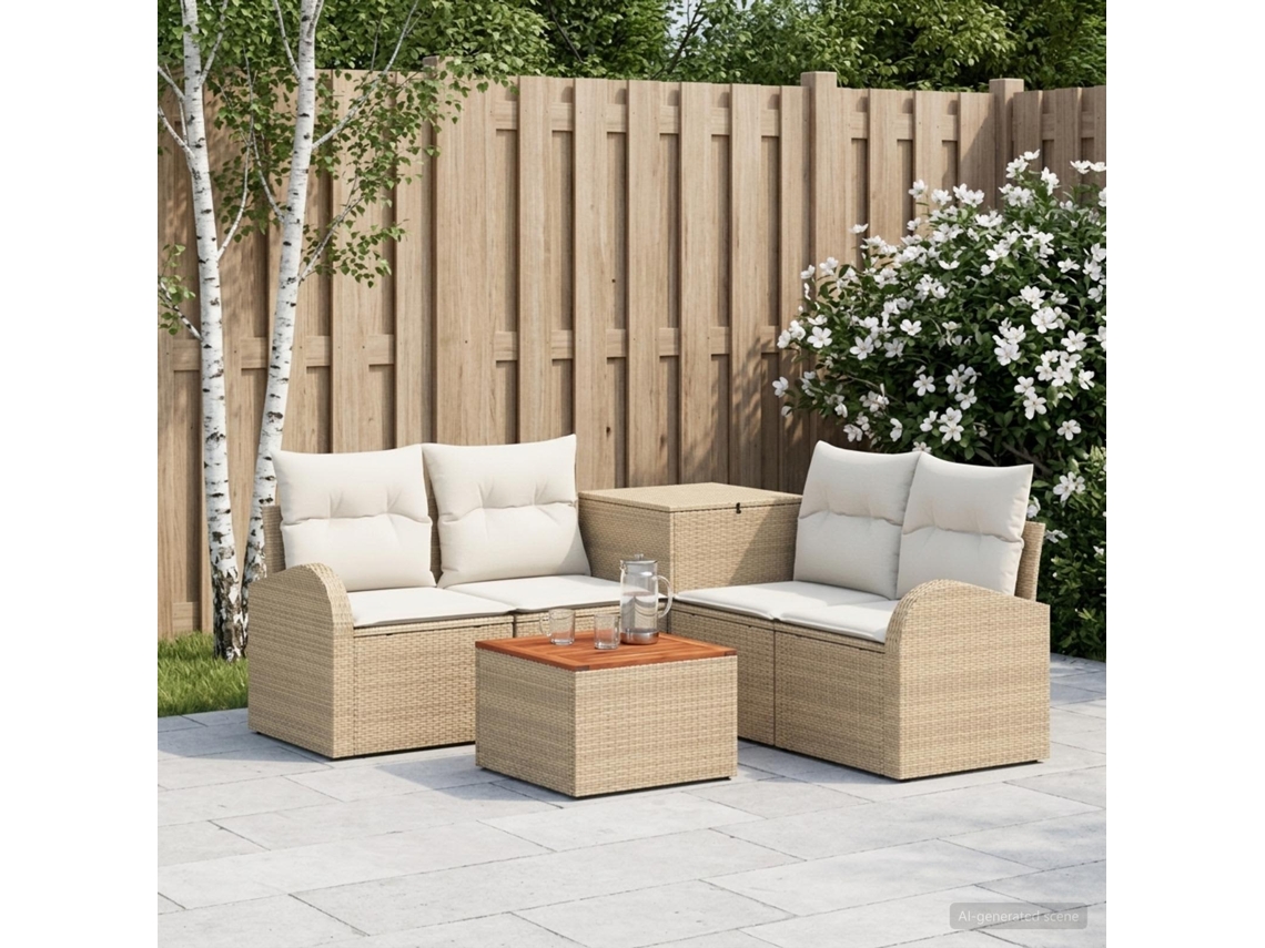 Vidaxl Conjunto De Sofás 6 Unid. Bege E Branco Creme