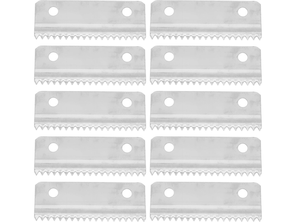 Conjunto de 10 lâminas portáteis para corte Fitta Adesiva com borda serrilhada, ideais para armazenamento e embalagem.