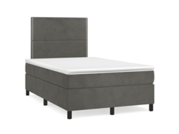 Cama Boxspring Com Colchão 120x190 Cm Veludo Cinzento-escuro