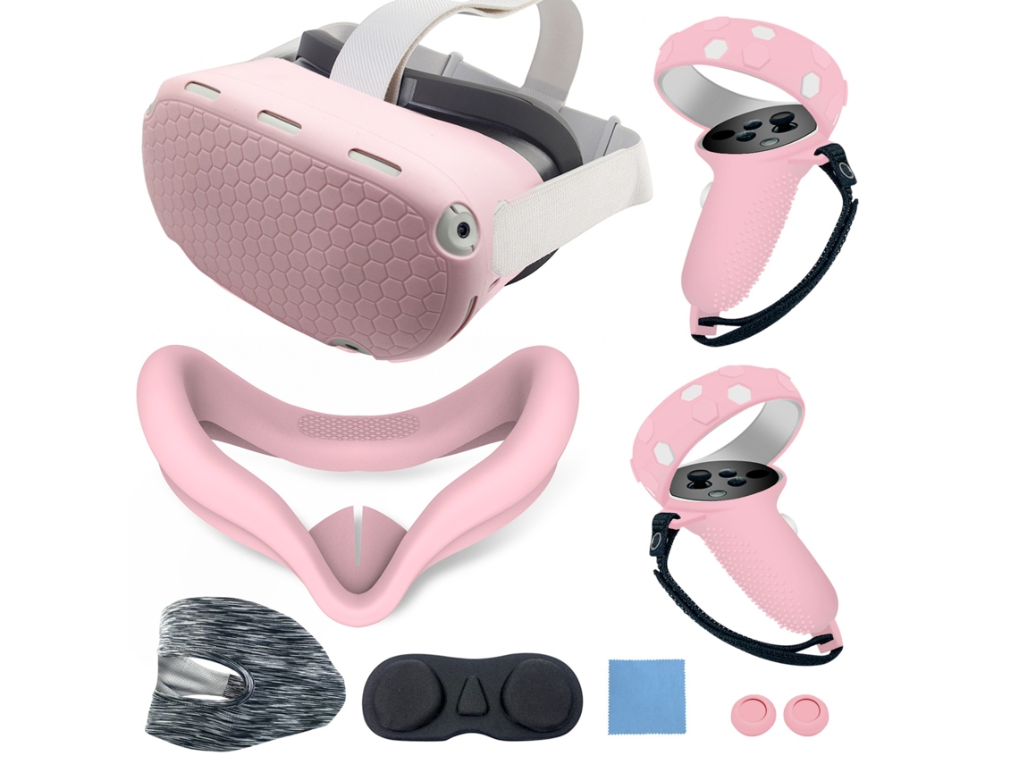 Kit Elysve 7 Capas Protetoras De Silicone Para Oculus Quest2 Antiderrapante E Antiqueda (rosa)