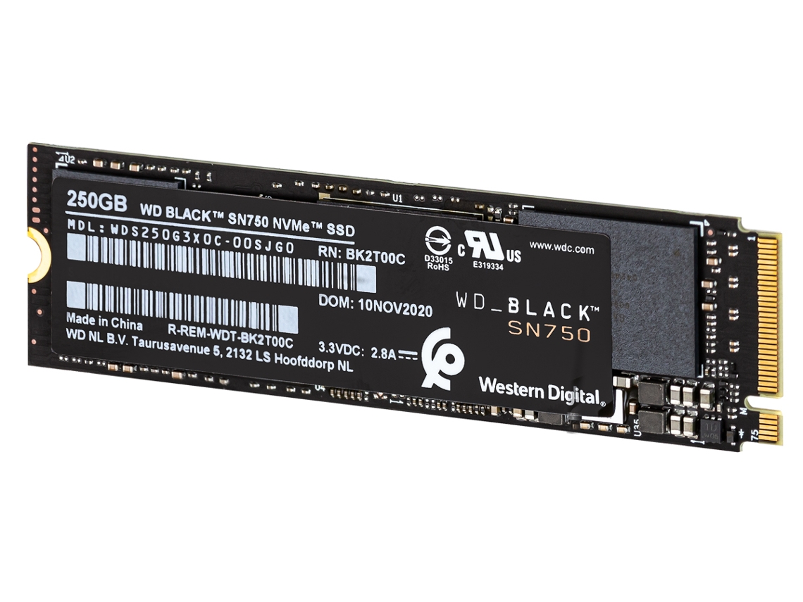 Disco SSD Interno WD Black SN750 (250 GB - NVMe - 3100 MB/s)