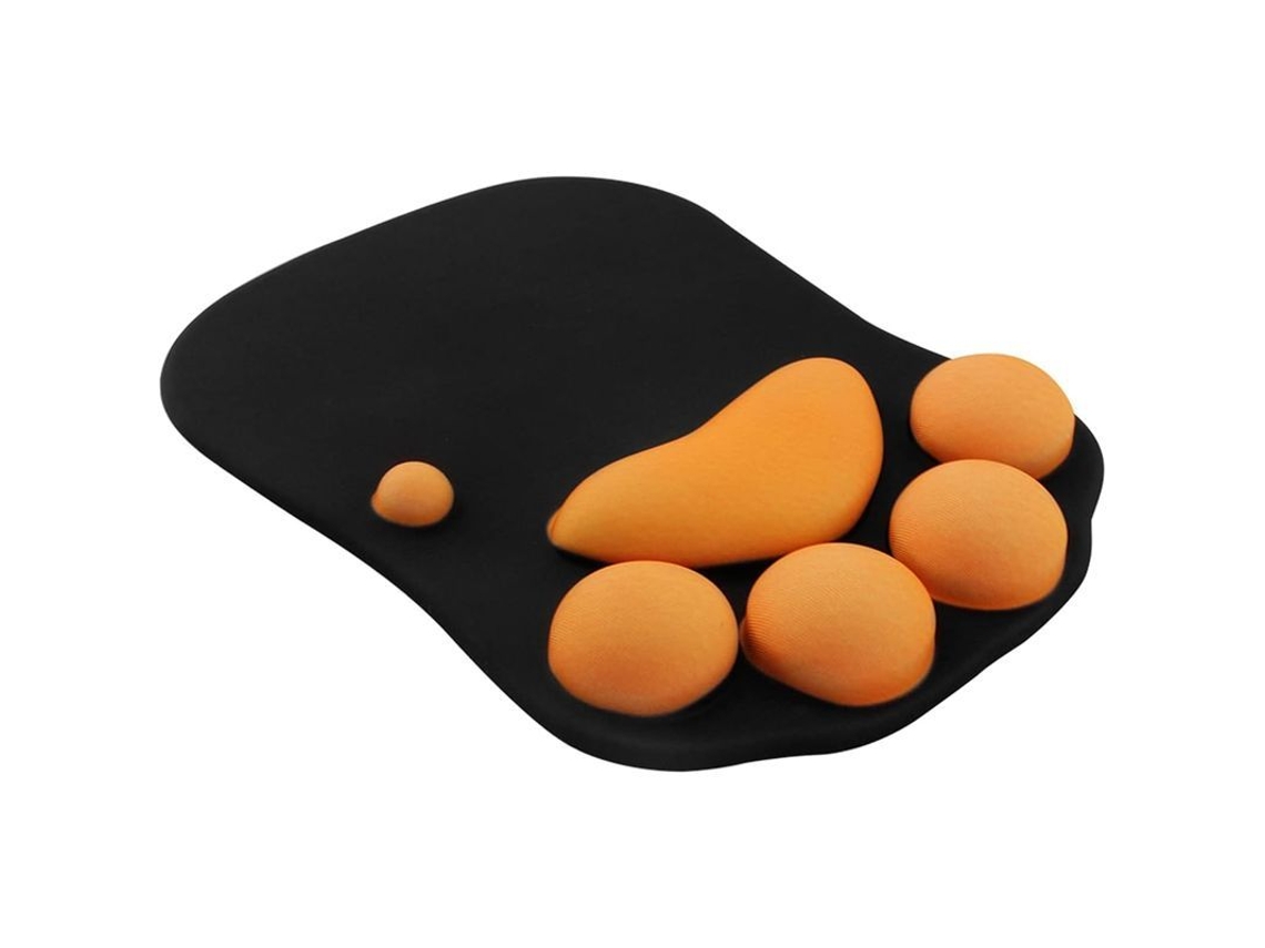Mouse pad YURU com apoio de pulso, ergonômico, preto e laranja