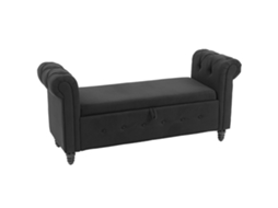Banco CHEZMOI 2 em 1, tecido de linho, pés de madeira, 146,5x49x72cm, preto