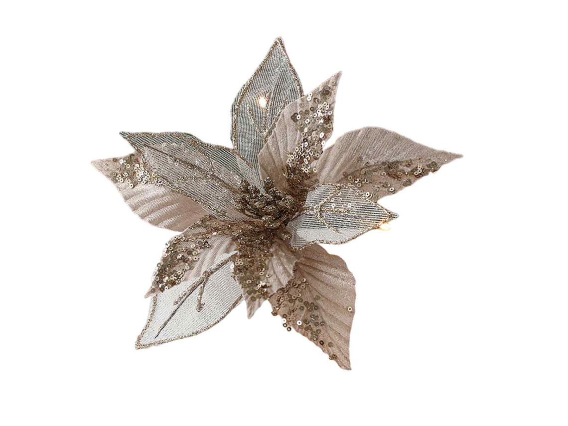 Ornamentos de Natal com Flores Magnólia Glitter RNEMITERY