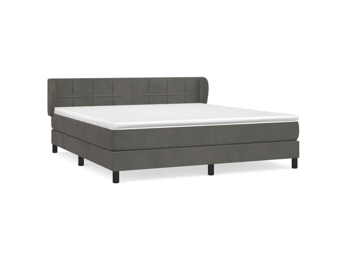 Cama com Molas e Colchão Veludo Cinzento Escuro MAISON EXCLUSIVE (160x200 cm)