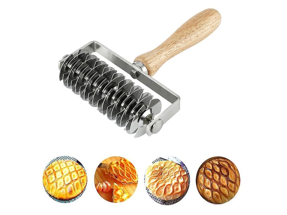Rodillo Cortador De Malla De Dough De Acero Inoxidable Para Galletas Pasteles Pizzas Pan