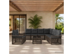 Vidaxl Conjunto De Sofá De Jardim 10 Pcs Cinzento Vime Pe
