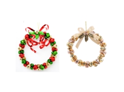 2 Peças Guirlanda de Sino de Natal-Pequeno Vermelho Verde e Dourado Pequeno Ouro Puro AURUM