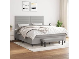 Vidaxl Cama Com Molas/colchão 180x200 Cm Tecido Cinzento-claro