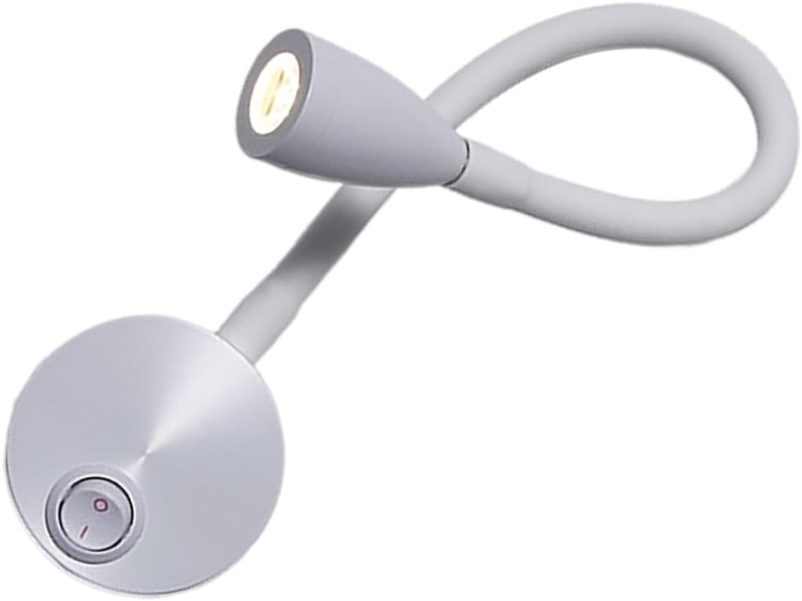 Aplique De Parede Com Luminária Leitura Para Cama, 3w, Ajustável, Branca