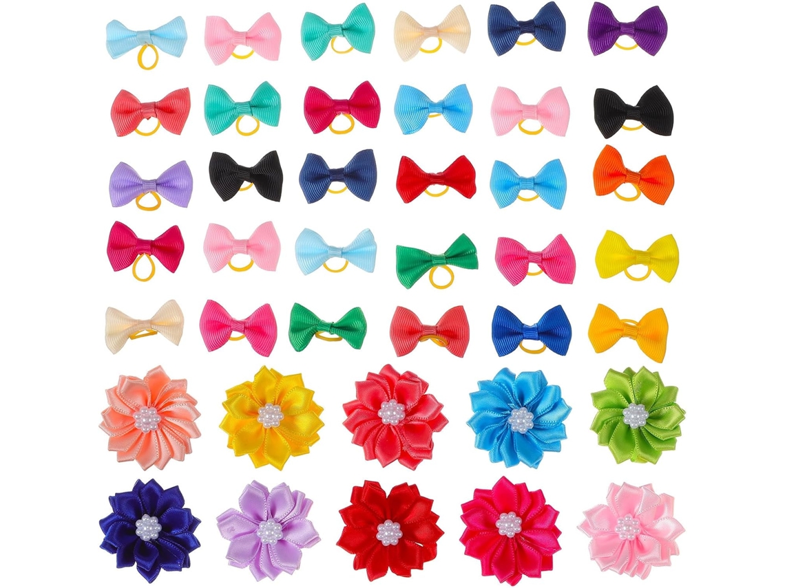 Conjunto De 40 Laços Cabelo Cachorro