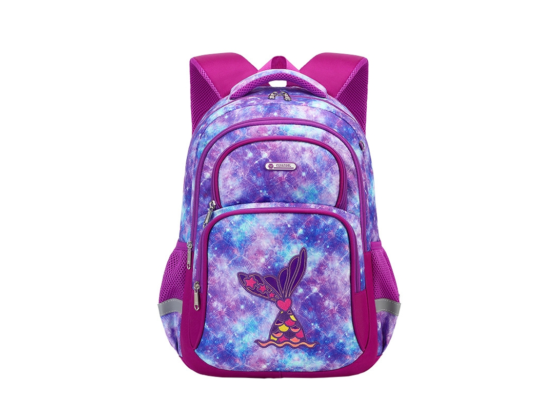 Mochila Para Meninas Com Bordado De Sereia Sob O Céu Estrelado – Mochila De Grande Capacidade Para Alunas Do Ensino Básico Que Alivia O Peso