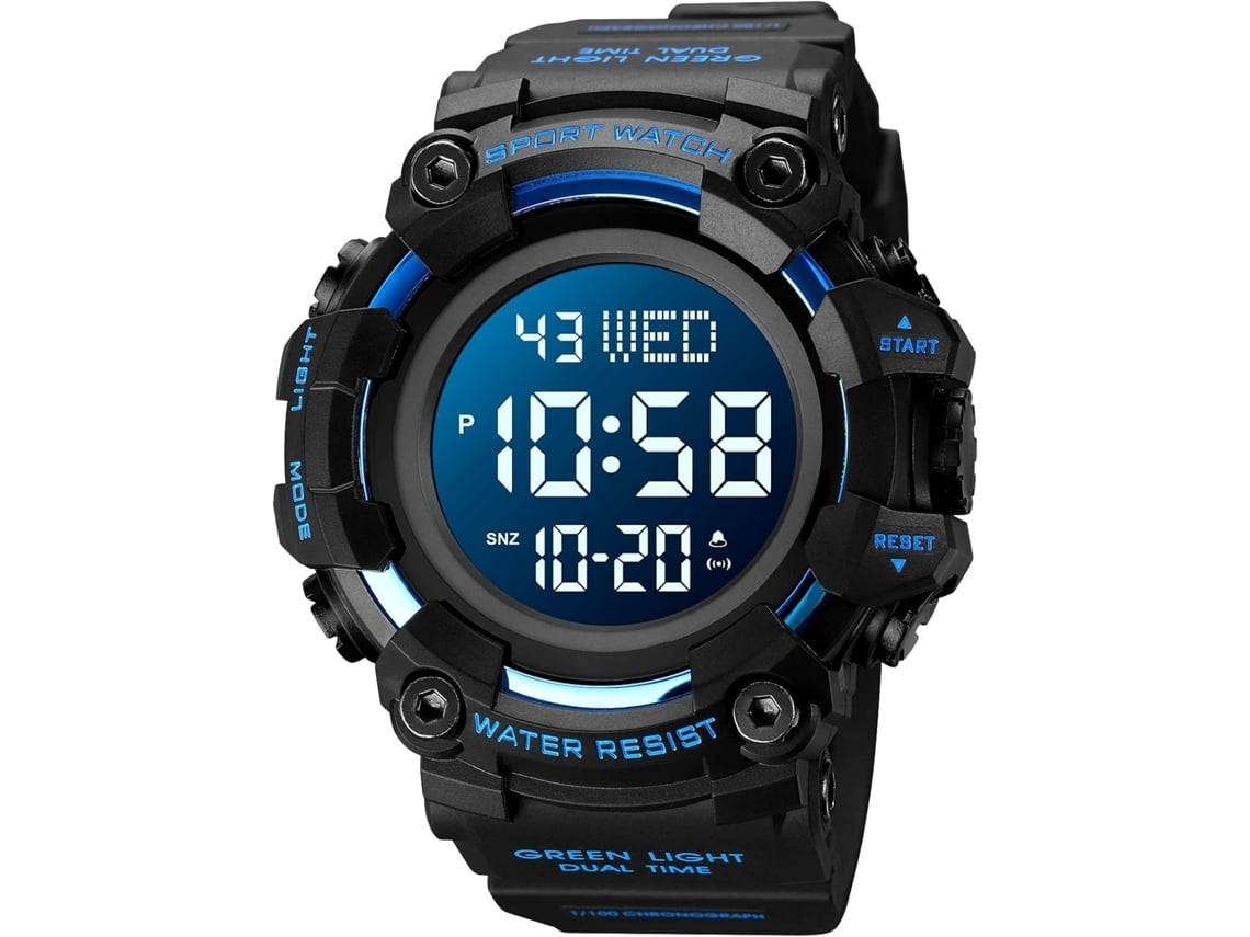 Masculino Digital 50M À Prova de Água Electrónico Pulseira de Borracha Relógio de Pulso Desportivo Militar com Luz Led Calendário Data