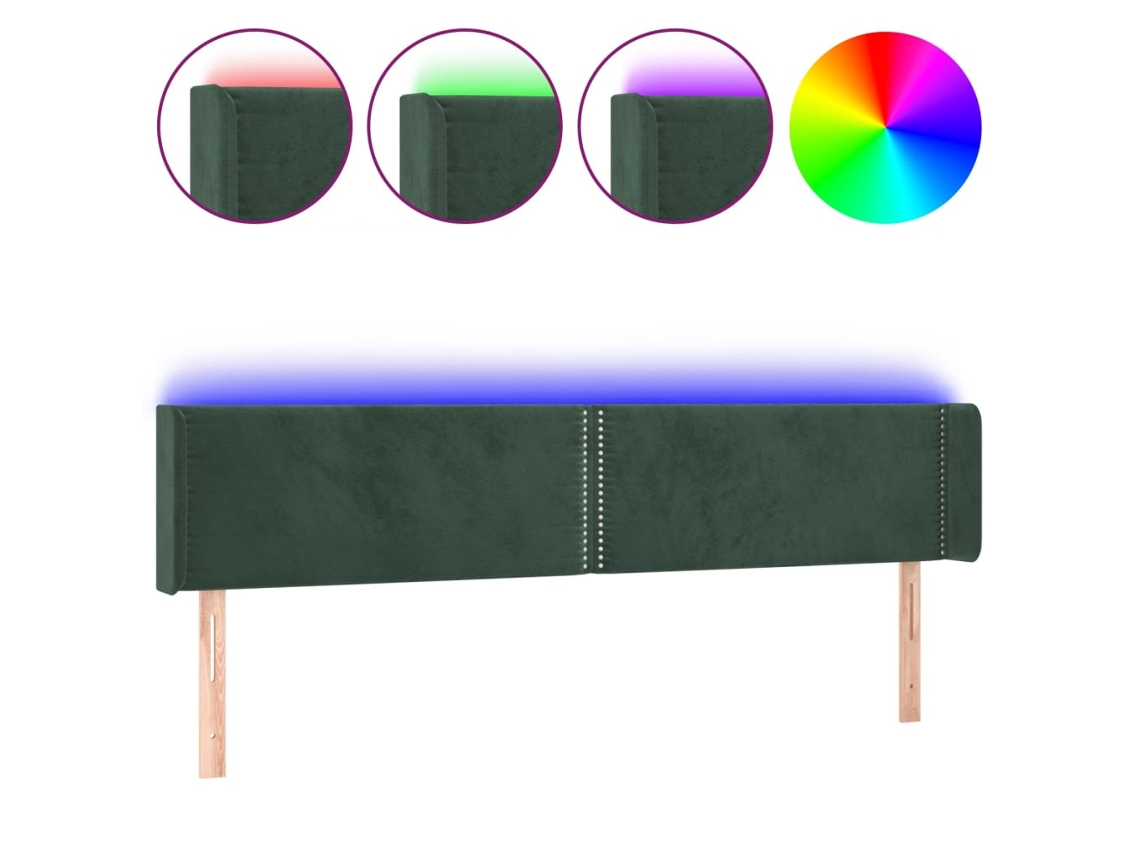 Cabeceira de cama MAISON EXCLUSIVE com luzes LED Veludo verde-escuras (203x16x78 cm)