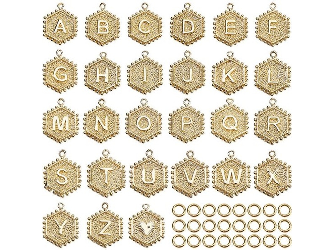 Letershangers 26 Unidades - Hangers Em Forma De Z - A-z - Ouro A 18k - Pernas De Aço Com Acabamento Em Prata - Feita À Mão - Dimensões 20x16x2,5 Mm