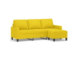 Maison Exclusive - Sofá De 3 Lugares Com Apoio De Pés 180 Cm Tecido Amarelo-claro