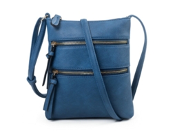 Bolsa De Viagem De Mulher Médias Pele Azul (8.26x7.8x1.96polegadas)
