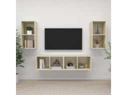 Vidaxl Armários De Parede P/ Tv 4pcs Derivados Madeira Carvalho Sonoma