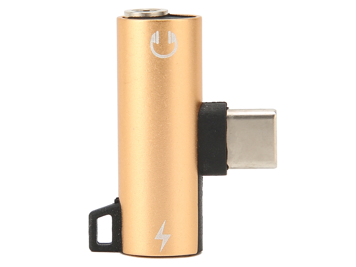 Aetheria adaptador Type c para 3.5mm Fone de Ouvido 2 em 1 com Carregamento Rápido Pd e Áudio Hifi Ouro