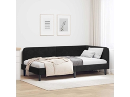 Vidaxl Estrutura De Cama De Canto Preto 90 X 200 Cm Veludo