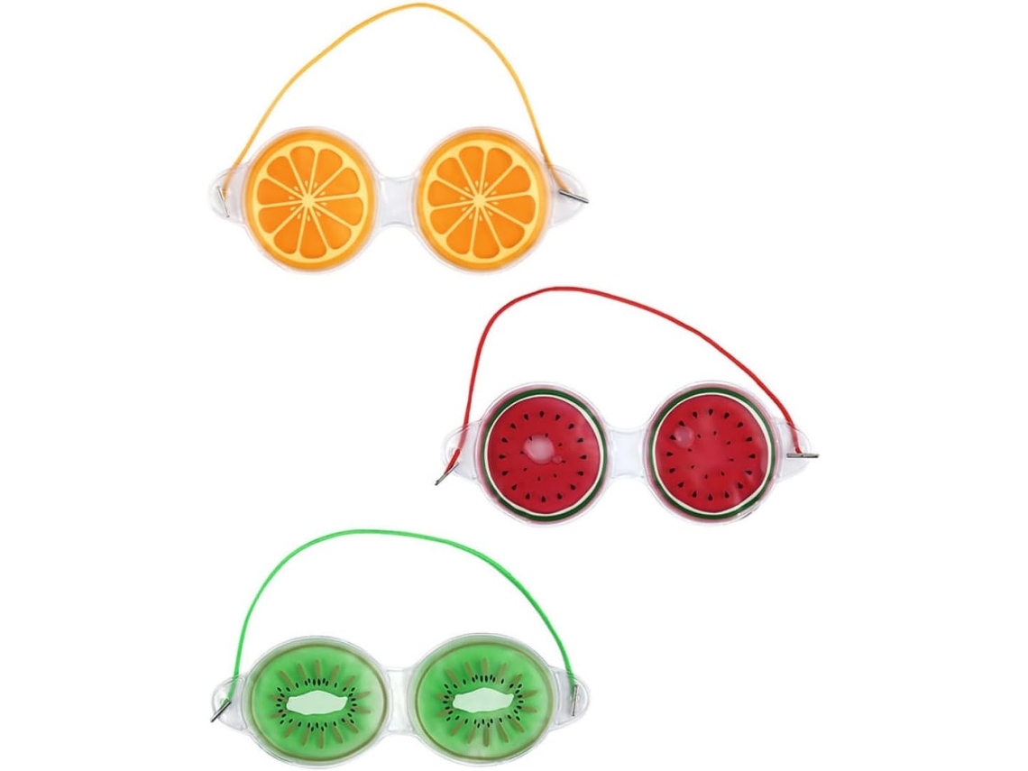 Compressas Frias Para Os Olhos Em Gel De Pvc, 3 Peças, Com Faixa Elástica.