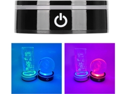 Base De Led Redonda Com Interruptor Toque, Pedestal Iluminado Multicolorido Com Usb Bateria Para Joias De Cristal, Arte