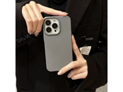 Capa Para Iphone 17 Air Em Silicone Com Textura De Couro Granulado Cinza.