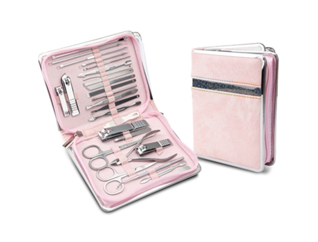 Kit de manicure profissional Baykar Qt04, cortador de unhas rosa, 26 peças
