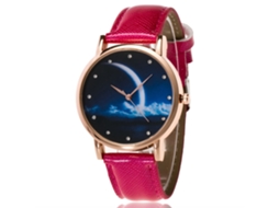 Relógio de Pulso Feminino Analógico de Quartzo com Correia de Couro Pu Simples Moda (vermelho)
