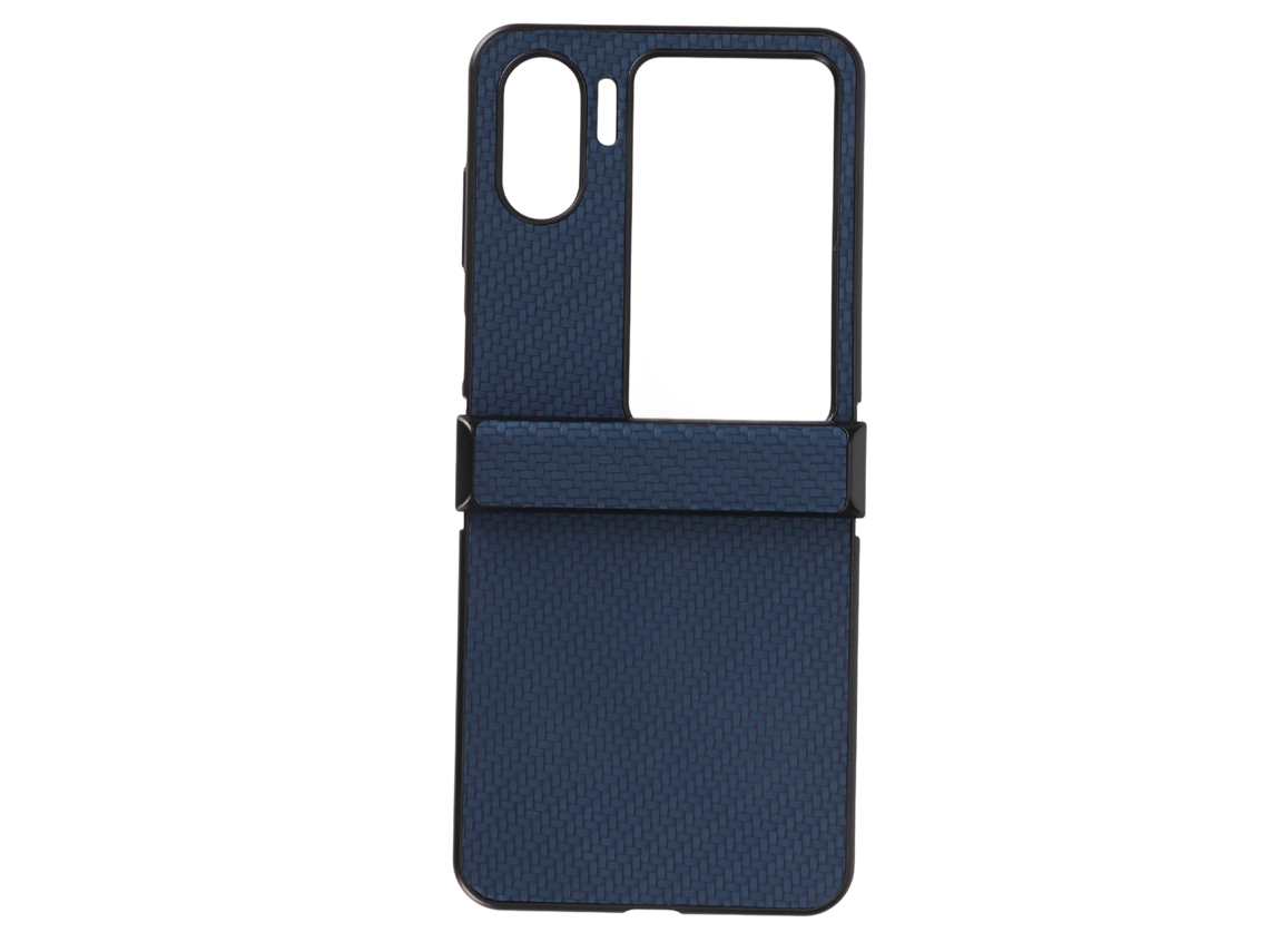 Case Protetor para Oppo Find N2 Flip de Plástico com Textura de Fibra de Carbono Azul