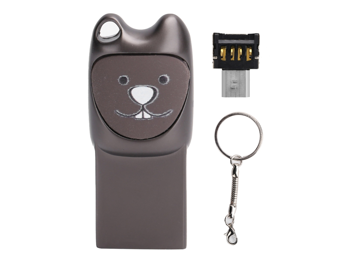 Pen Drive Usb De Metal 2 Em 1 Com Adaptador Android, Cinza Dentes De Pato.