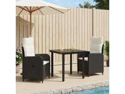 Vidaxl Conjunto De Jantar Para Jardim 3 Unid. Preto E Branco Creme