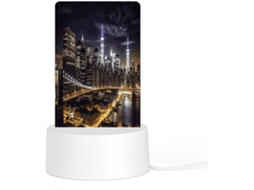 Luminária Noturna De Led Em Acrílico Com Base Plástica Encaixável, Estampa Noite De Nova York, Abajur De Cabeceira, Luz