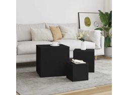 Vidaxl Mesas De Apoio 3 Pcs Derivados De Madeira Preto