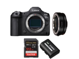 Eos R5 Mark Ii + Ef eos R + 1 Sandisk 512gb Uhs ii 300mb/s + 1 Canon Lp e6p + Ebook “20 Dicas para Fotos Que Impressionam” CANON