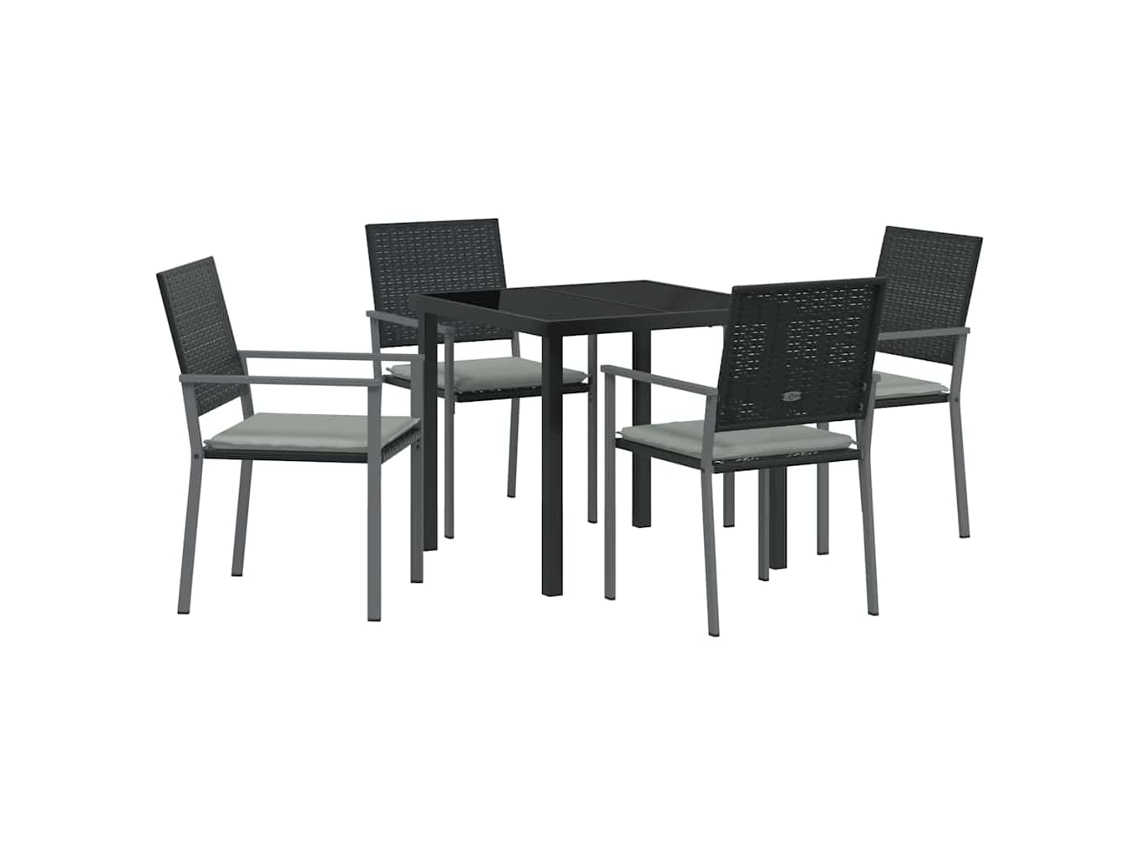 Maison Exclusive - Conjunto De Jantar Para Jardim 5 Pcs Preto E Cinza Claro