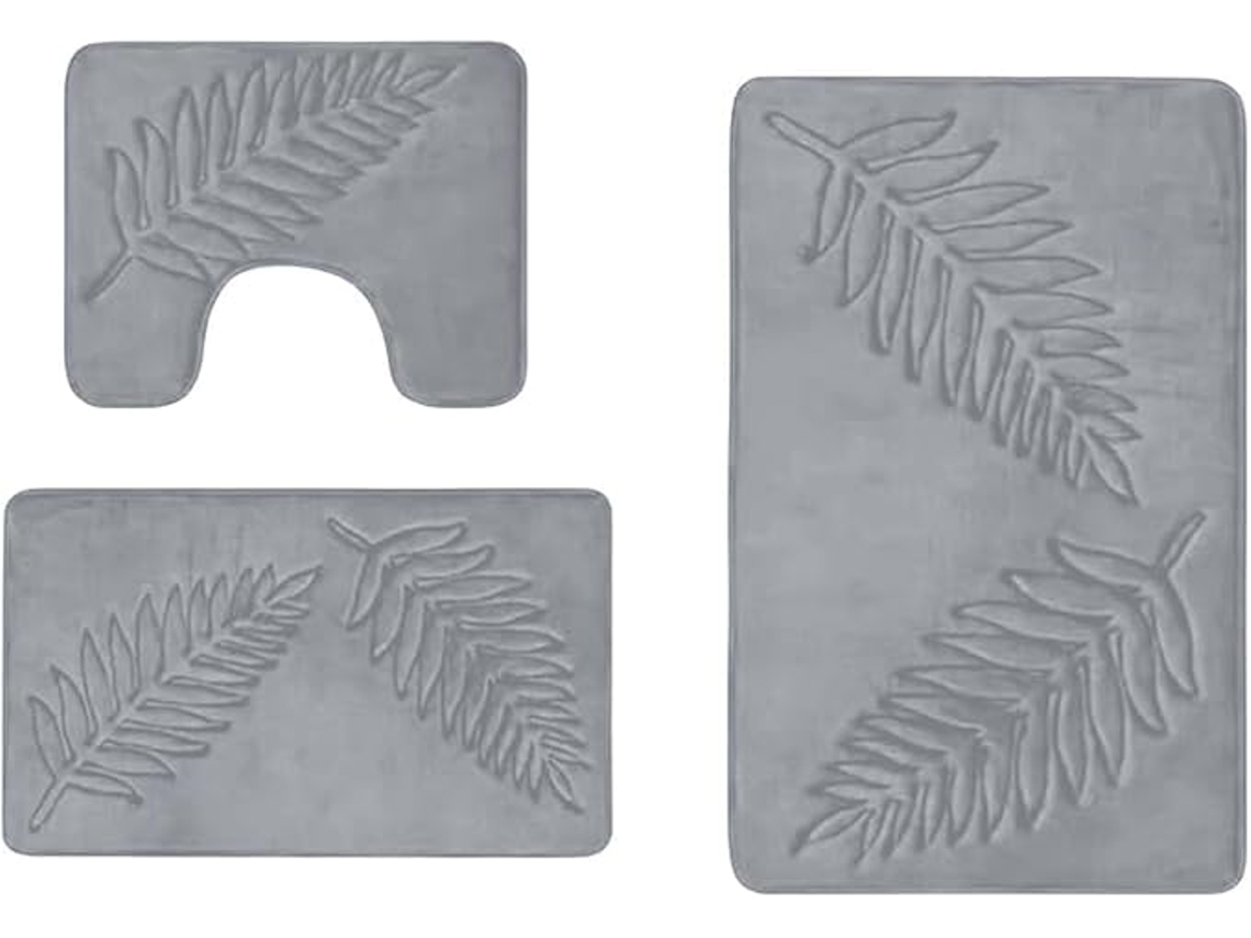 Conjunto De 3 Tapetes De Banheiro - Antiderrapante - Macio Absorvente - Tapete 40×60 Cm, Sanita 40×50 Cm, Pequeno 50×80 Cm - (cinza-a)