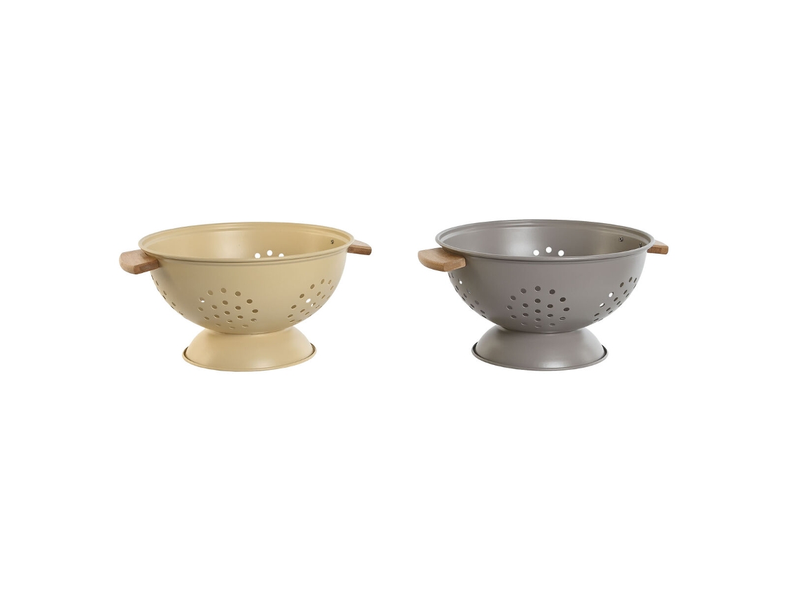 Escorredor HOME ESPRIT Bege Cinzento Bambu Aço Inoxidável 30 X 24,5 X 14 Cm 2 Unidades