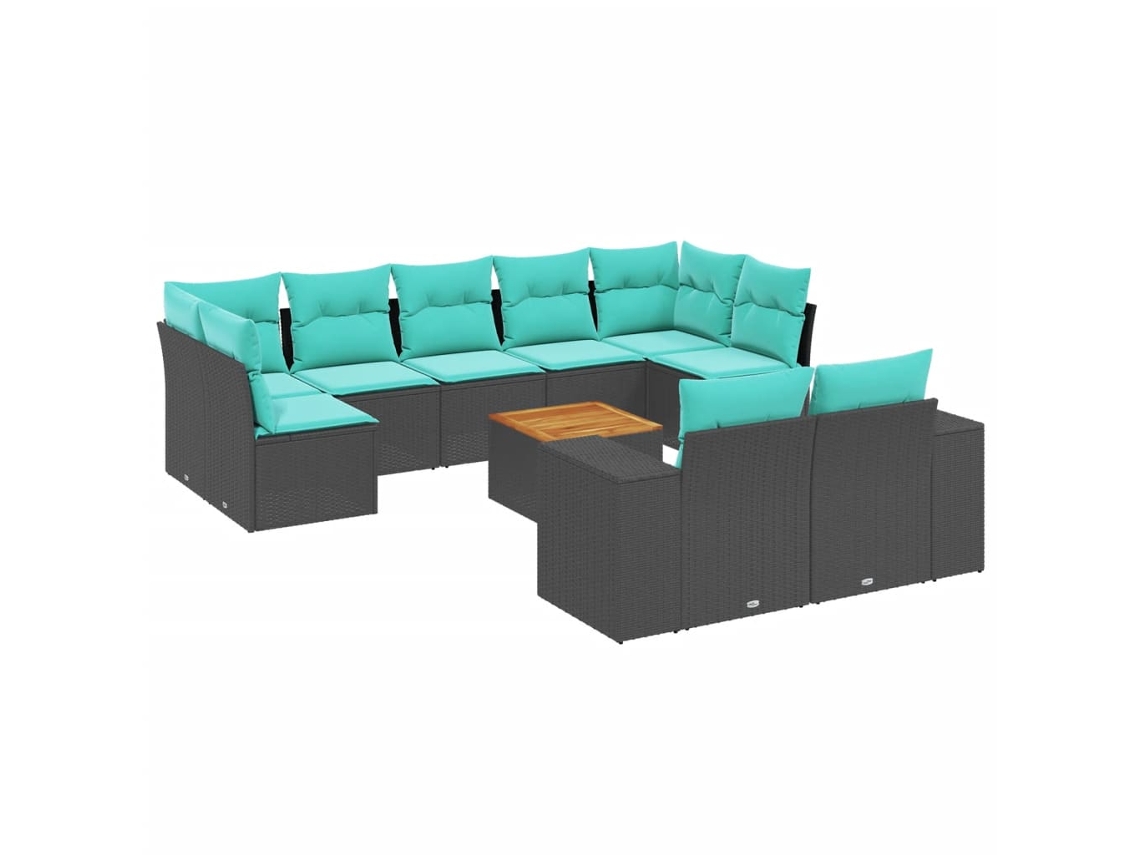 Conjunto de Sofá Jardim 3 Peças Almofadas Rattan Sintético MAISON EXCLUSIVE