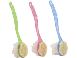Conjunto Valiclud Com 3 Escovas De Banho Dupla Face Cabos Longos, 3 Cores Pastel Para Massagem E Esfoliação Corporal