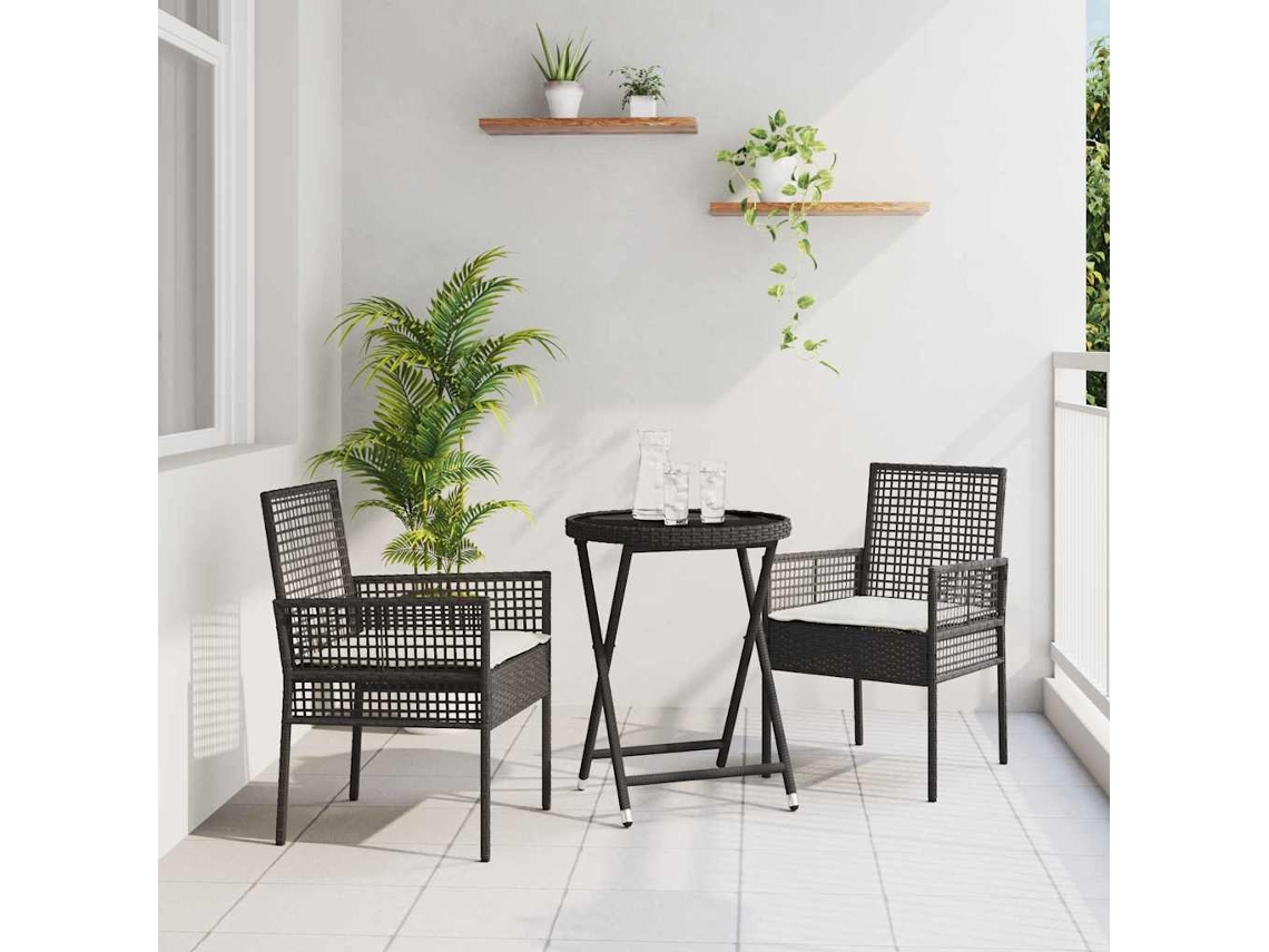 Vidaxl Conjunto Bistro De Jardim 3 Unid. Preto Vime Pe