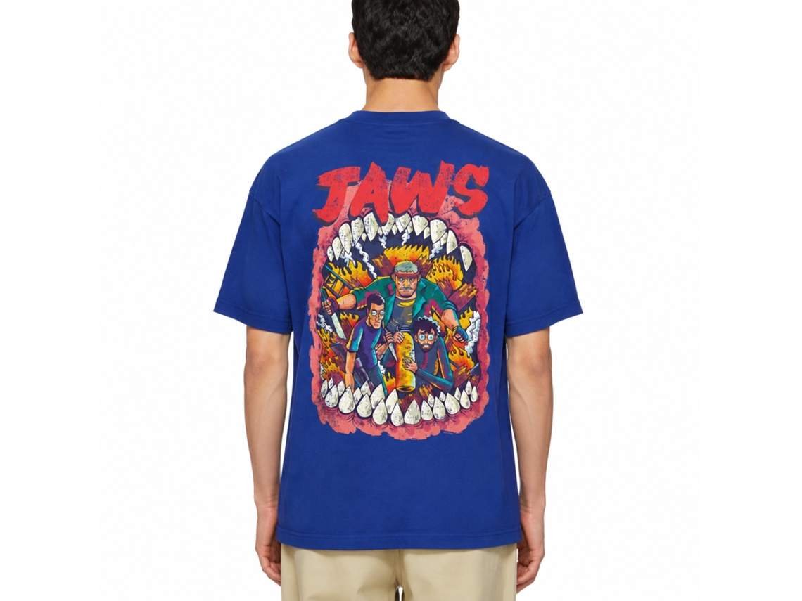 Rockinstone Jaws Movie Big Mouth Solid Royal Adult T-shirt Size:xxl
