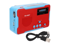 Rádio de Emergência Portátil com Energia Solar, Manivela, AM/FM, Lanterna Led Vermelha AQUAFORGE