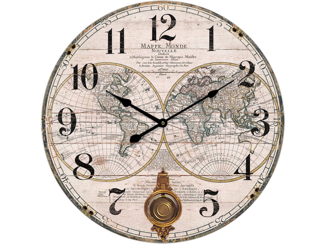 Relógio de Parede BHP B991434 Mapa Mundo