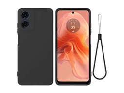 Capa Traseira De Silicone Líquido Com Alça De Mão Preta Para Motorola Moto E14 4g