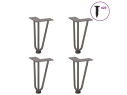 Vidaxl Pernas De Grampo Para Mesa De Centro 4 Peças Aço Natural 20 Cm Aço Maciço